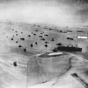 The gigantic fleet of warships, transports, landing craft