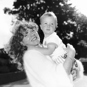 Gilly Coman with Son in Bread Print, November 1988