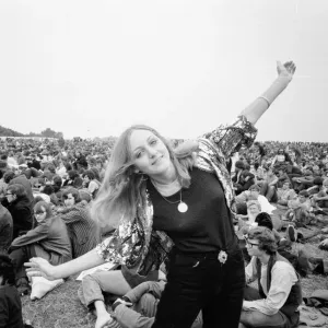 Girl dancing at The Isle of Wight Festival. 30th August 1969