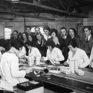 Print of girls packing biscuits at Peek, Frean and Co Limited factory