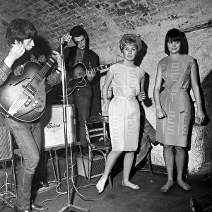 Girls wearing Beatles dresses at the Cavern Club in Liverpool, December 1963