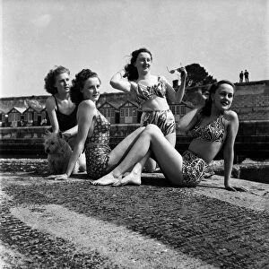 Girls at West Bay in Westgate on Sea Kent during Easter holidays. April 1949 O17874