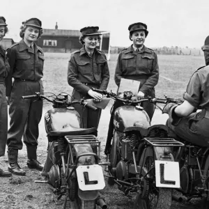 Womens Royal Army Corps Motorcycle Training Print, 1949 Womens Royal Army Corps Motorcycle Training Print, 1949