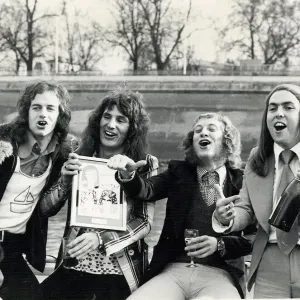 Glam Rock group Slade. L-R Jimmy Lea, Don Powell, Noddy Holder
