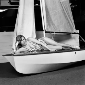 Stephanie McLean Print - Sailboat Glamour Model January 1975