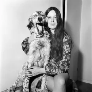 Glamourous Pat Wrigley and her dog Tim. July 1970 70-6838-004 Glamourous Pat Wrigley and her dog Tim. July 1970 70-6838-004