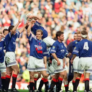 Glasgow Rangers footballer Paul Gascoigne kisses the match ball as he celebrates Rangers Glasgow Rangers footballer Paul Gascoigne kisses the match ball as he celebrates Rangers