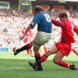 Glasgow Rangers footballer Paul Gascoigne scoring one of his three goals in Rangers win Glasgow Rangers footballer Paul Gascoigne scoring one of his three goals in Rangers win