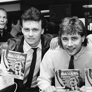 Glasgow Rangers stars Graham Roberts, Dave Cooper and Ally McCoist promoting their record