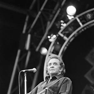 Glastonbury Festival 1994. Pictures shows Johnny Cash performing on The Pyramid
