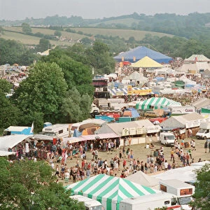 Glastonbury Festival, Worthy Farm, Picton, Somerset. A colourful overview of