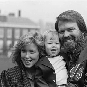 Glen Campbell and his Kim and one year old son Cal, in London