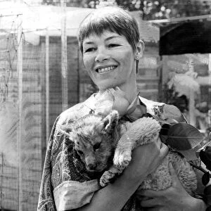 Glenda Jackson being bitten by lion cud during visit to Chelsea Flower Show - May 1980