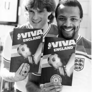 Print of Glenn Hoddle and Cyrille Regis posing together Print of Glenn Hoddle and Cyrille Regis posing together