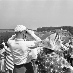 Glorious Goodwood 1963 Print: Two Racegoers on The Trundle