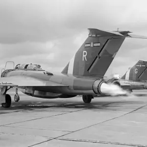 Gloster Javelins of No. 25 Squadron line up on the apron at RAF Waterbeach