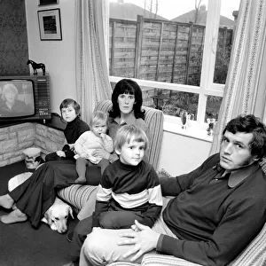 Gloucester prop Mike Burton with wife Pat and children. January 1975 75-00341-001