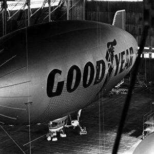 The Goodyear Europa airship in the hangar at RAF Cardington formerly the Royal Airship