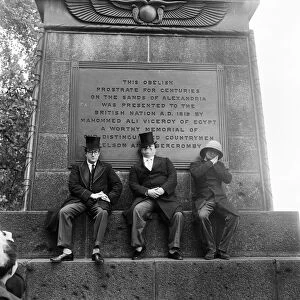 The Goons of BBC fame at Cleopatras Needle on the Embankment, London
