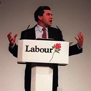 Gordon Brown shadow chancellor speaking on the economy at the Labour Party Conference in