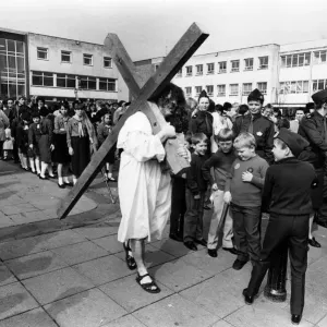 Gordon Simpson carries a 7ft wooden cross during the traditional Procession of Witness Gordon Simpson carries a 7ft wooden cross during the traditional Procession of Witness