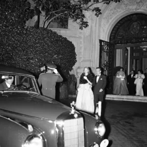 Grace Kelly and Prince Rainier of Monaco at Monte Carlo Casino to celebrate their