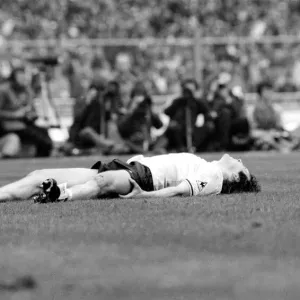 Graham Roberts lying flat out on the ground. FA Cup Final replay 1981 Graham Roberts lying flat out on the ground. FA Cup Final replay 1981
