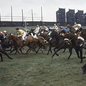 Grand National Horserace held at Aintree, Liverpool. Action during the race