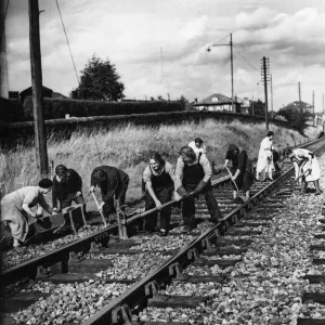 Print of Grandmothers Working on Railway Lines, 1942
