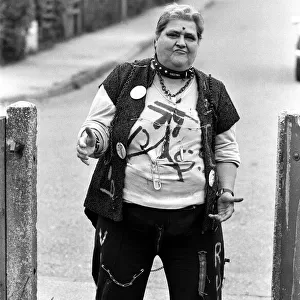 Granny Lil Bone dressed as a Punk Rocker for charity. 12th July 1980