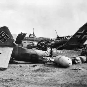 Graveyard of Nazi bombers in Libya. Part of a collection of Stukas destroyed by Allied