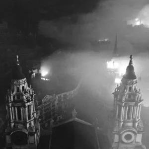 The Great Fire of London December 29th 1940 from the dome of St Pauls Cathedral