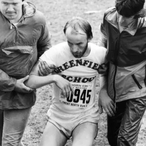 The Great North Run 27 June 1982 - An exhausted runner is helped by volunteers