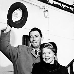 Gregory Peck Actor with wife Greta arriving at Southhampton