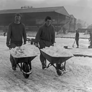 Bristol Rovers Grounds Staff Clearing Snow, Print 23 January 1963 Bristol Rovers Grounds Staff Clearing Snow, Print 23 January 1963