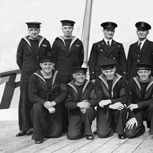 A group of 10 veteran seaman serving with the training ship HMS Implacable, which