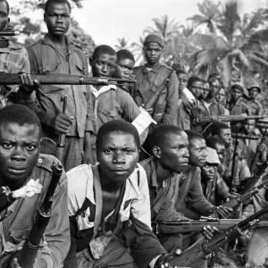 Group of armed Biafran soldiers seen here during the Biafran conflict, 11th June 1968 Group of armed Biafran soldiers seen here during the Biafran conflict, 11th June 1968