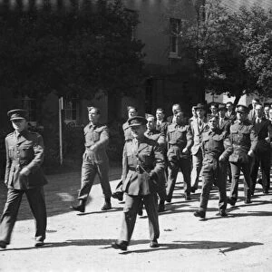 A group of recruits for the Reading Home Guard Ant-Aircraft Battery pictured on parade