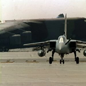 Gulf War Operation Desert Storm. An RAF Tornado F3 fighter taxi