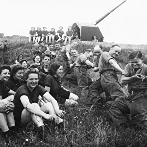 Gunners of Anti-Aircraft command in a tug-o-war near Edinburgh. 5th August 1943