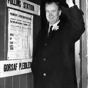 Gwynfor Evans Leaves Polling Station, Camarthen 1966 Print