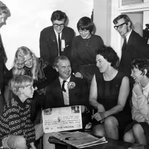 Gwynfor Evans and Family at Home in Llangadog, Print 1966