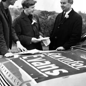 Gwynfor Evans with Sons Alcwyn and Guto, March 1966 Print