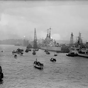 H. M. S. Amethyst arrives at Portsmouth following the "Yangtese Incident"