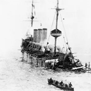 H. M.s Hermes sunk in the Straits of Dover. October 1914. OP732-B