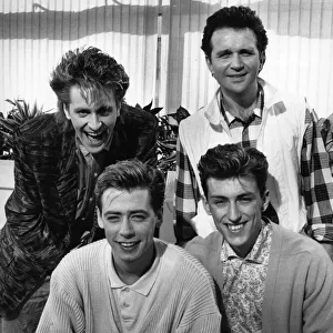 Haircut 100 circa 1985. Nick Heyward bottom left, with his group, clockwise