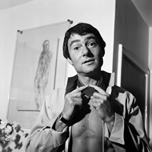 Hairstylist Vidal Sassoon, pictured in his flat. 27th August 1969