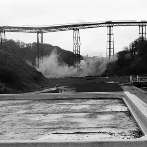 The Half Penny Bridge, Saltburn, North Yorkshire, being blown up. 17th December 1974 The Half Penny Bridge, Saltburn, North Yorkshire, being blown up. 17th December 1974