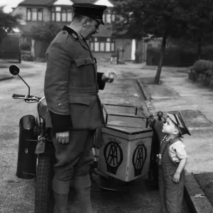 1951 Print: Young David Aspires to be a Patrolman 1951 Print: Young David Aspires to be a Patrolman