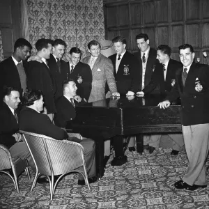 Halifax players seen here gathering the piano after enjoying a meal on the eve of Halifax players seen here gathering the piano after enjoying a meal on the eve of